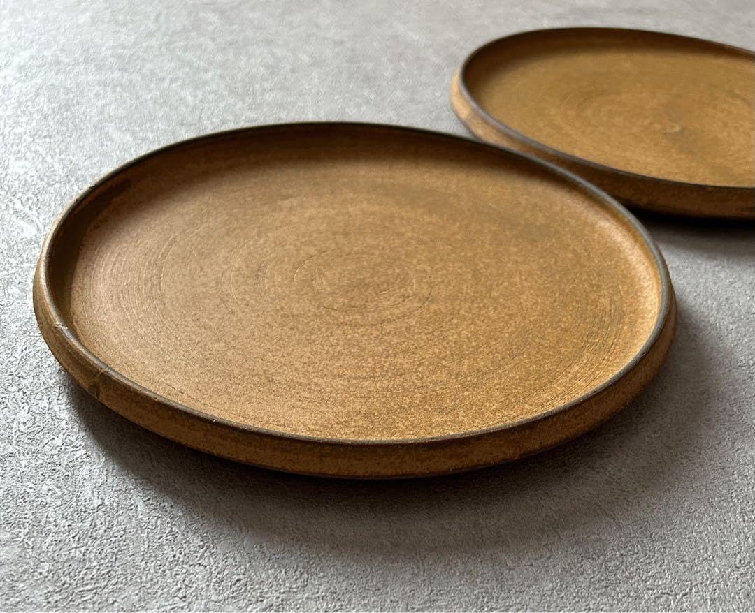 安福由美子 錆釉オーバル平皿 28cm 2枚セット 安福由美子 錆釉オーバル