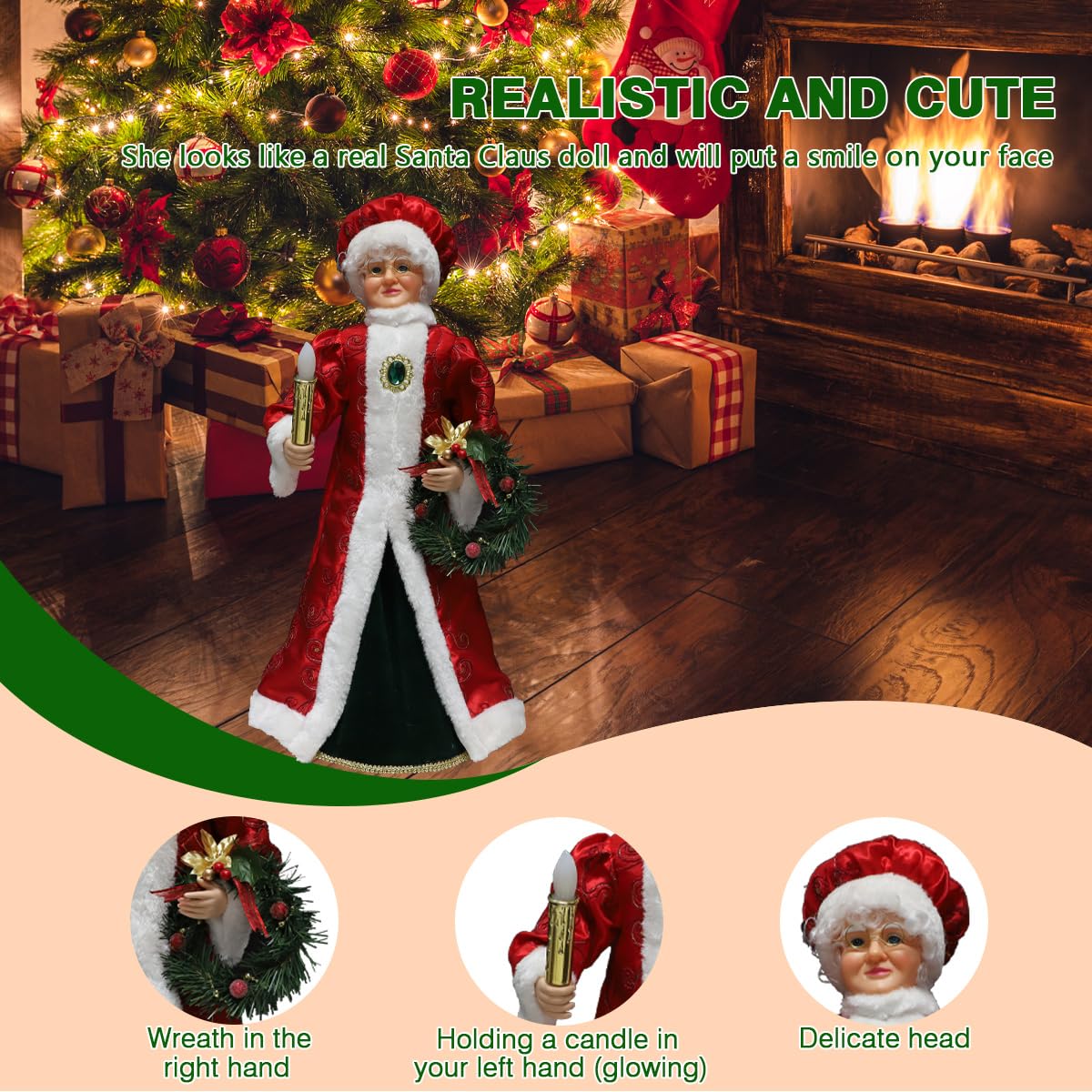 Amazon.com: LAMPHOME 24-Inch Animated Mrs. Claus with Lighted