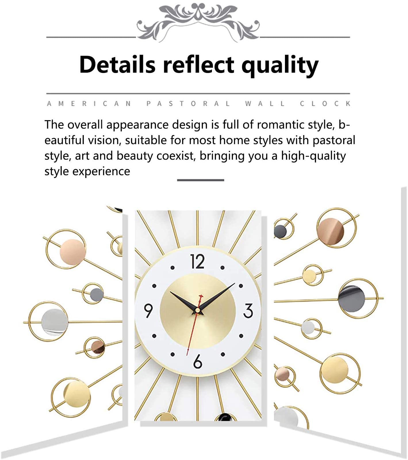 Amazon.co.jp: 大きなサンバーストメタル壁掛け時計、大きなミッド