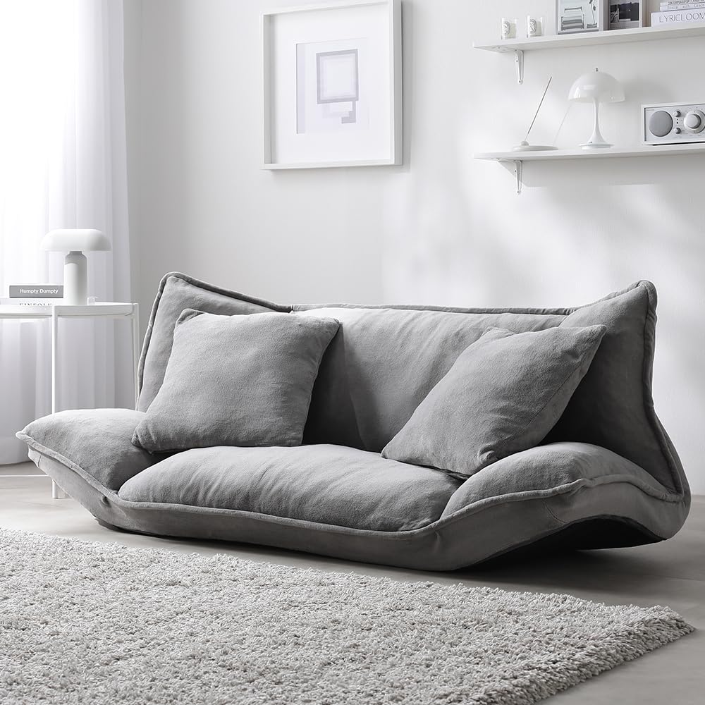 Amazon｜RASIK ソファーベッド リクライニング 2人掛け グレー ソフト