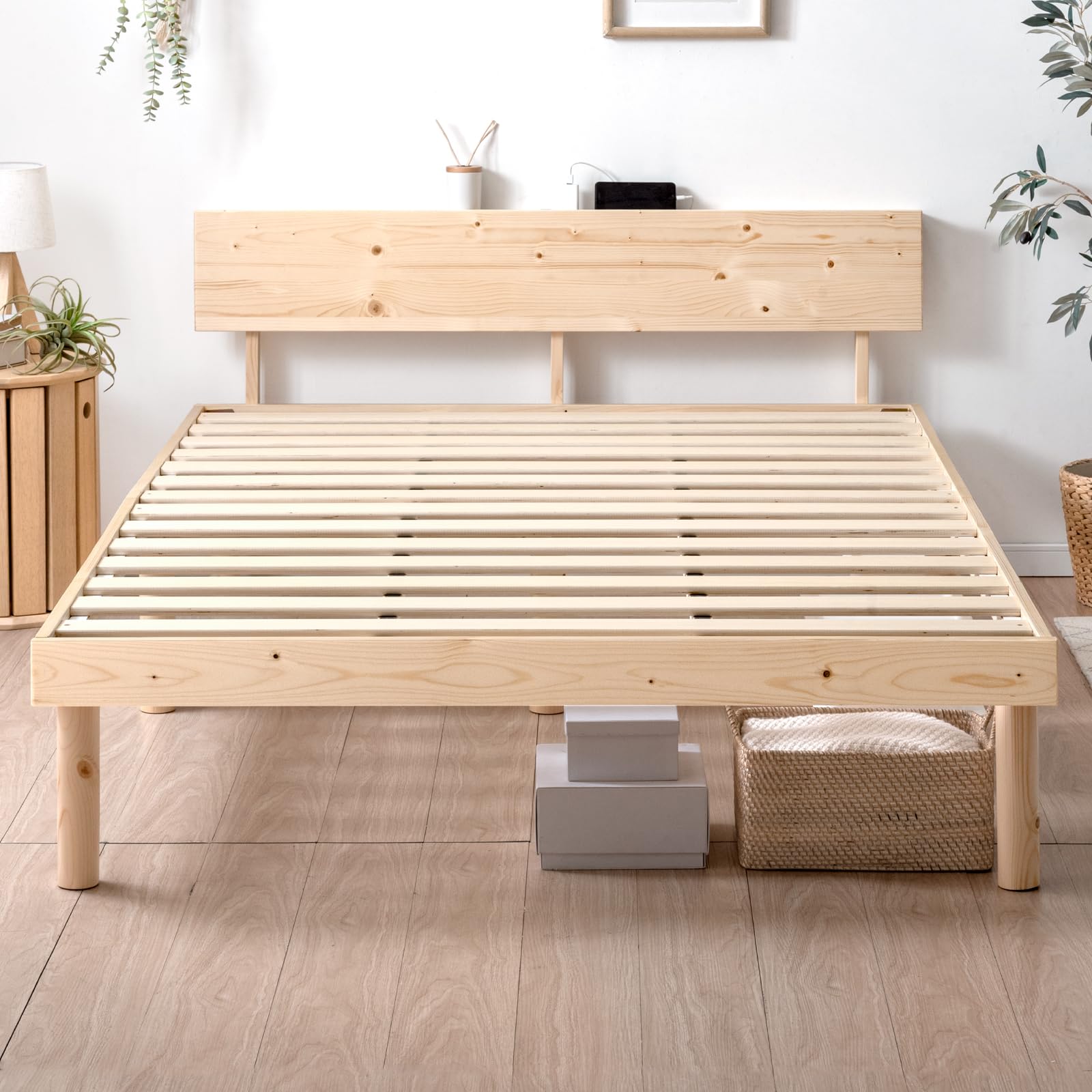 Amazon｜タンスのゲン ベッド シングル 天然木 北欧パイン材使用 宮棚