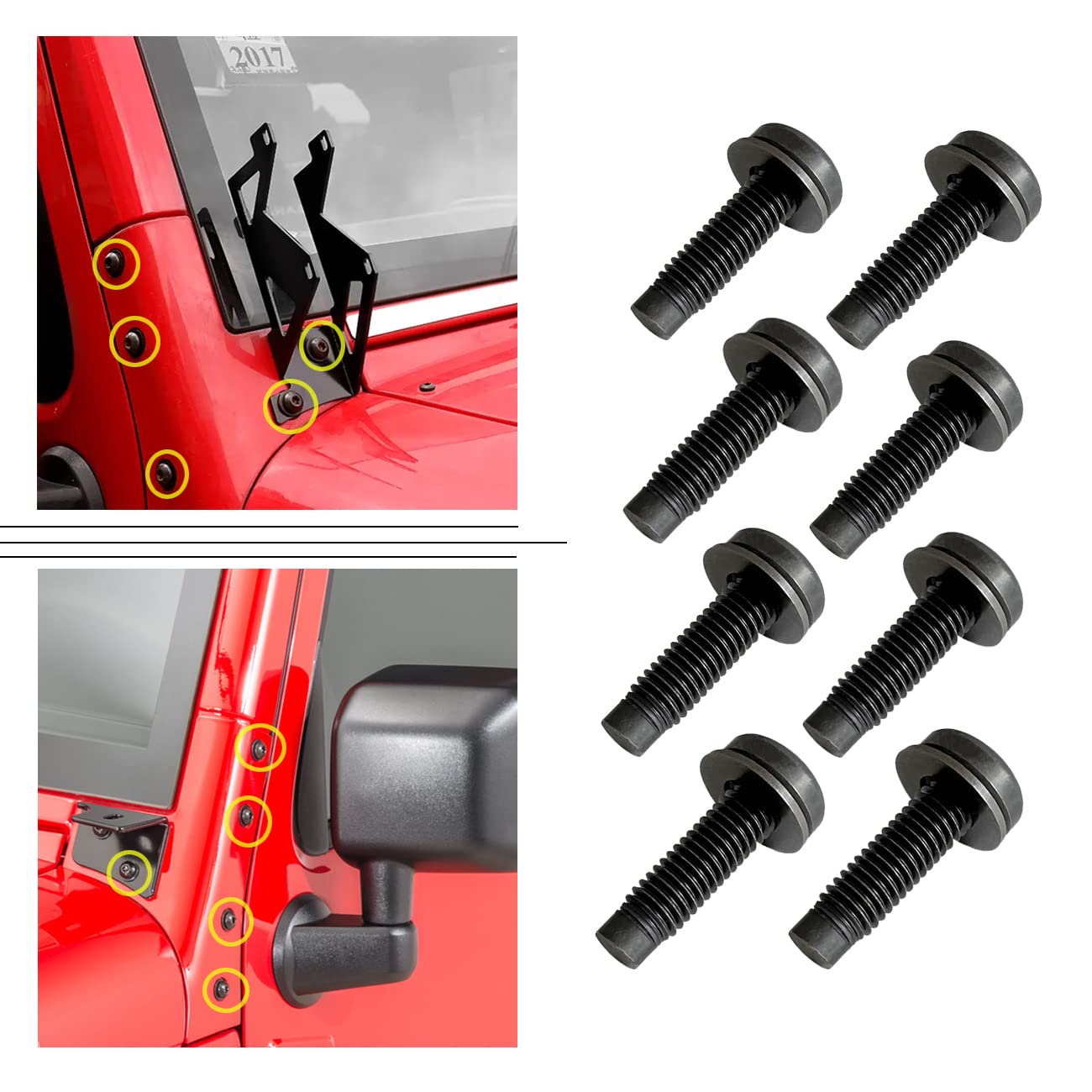 たか〉JKラングラー純正Aピラーカバー【黒】左右1セット ボルト付き