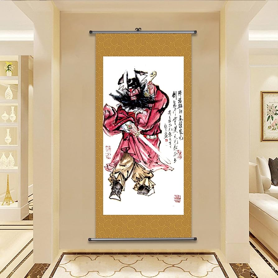 Amazon.co.jp: 端午の節句画掛軸-鍾馗/鍾馗様 天師鍾馗 人物画 床の間