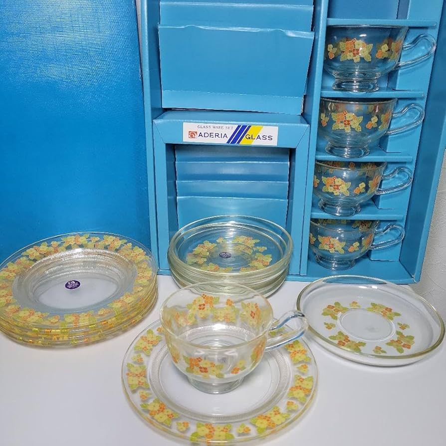 Amazon.co.jp: アデリア 昭和レトロ 花柄カップ&ソーサー 中皿 5セット