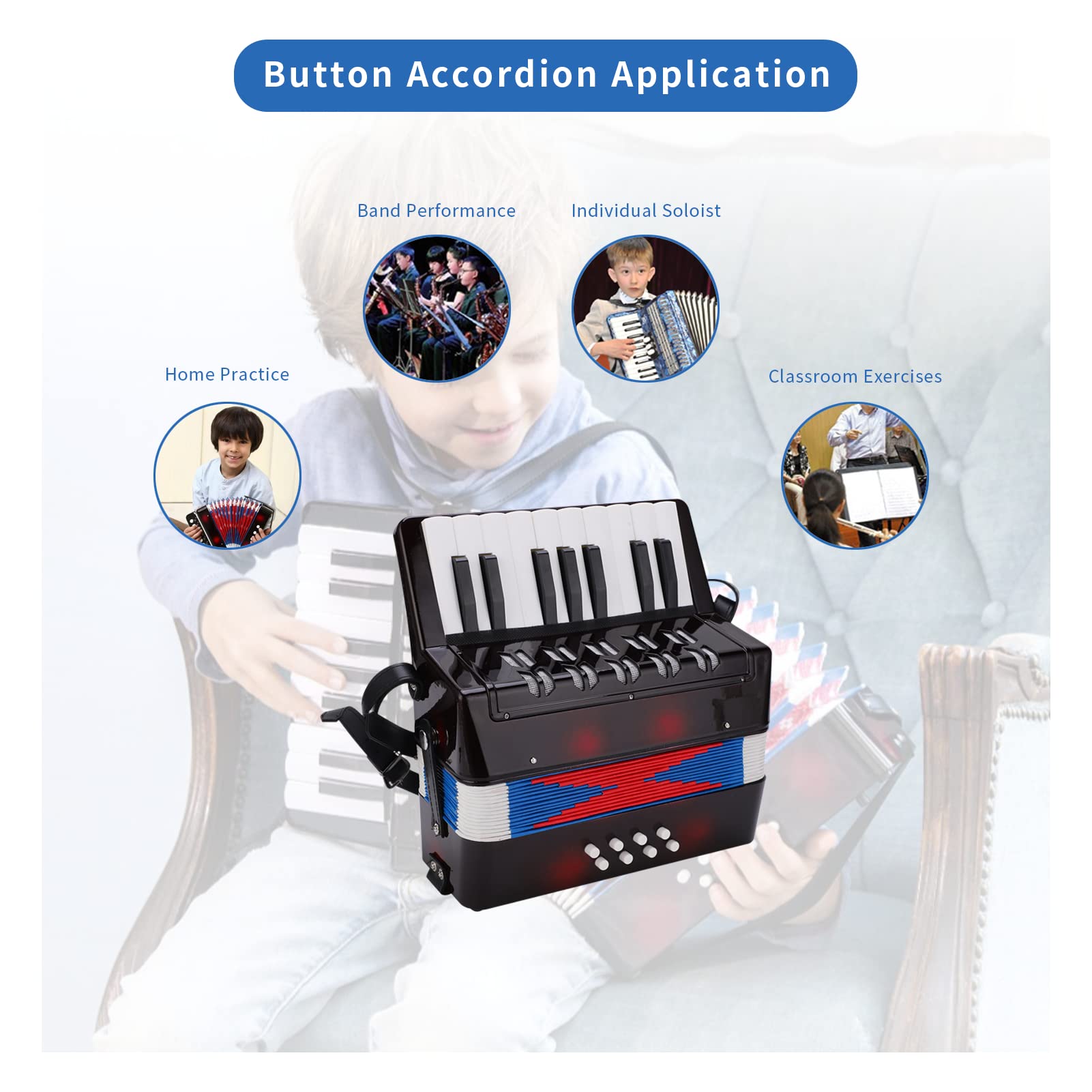 Amazon.com: Kids Accordion, 17 Key Mini Accordion Instrument with