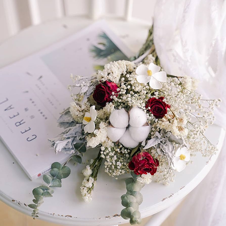 Amazon.co.jp: ドライフラワー 花束 ユーカリのバラの花の花束insの家