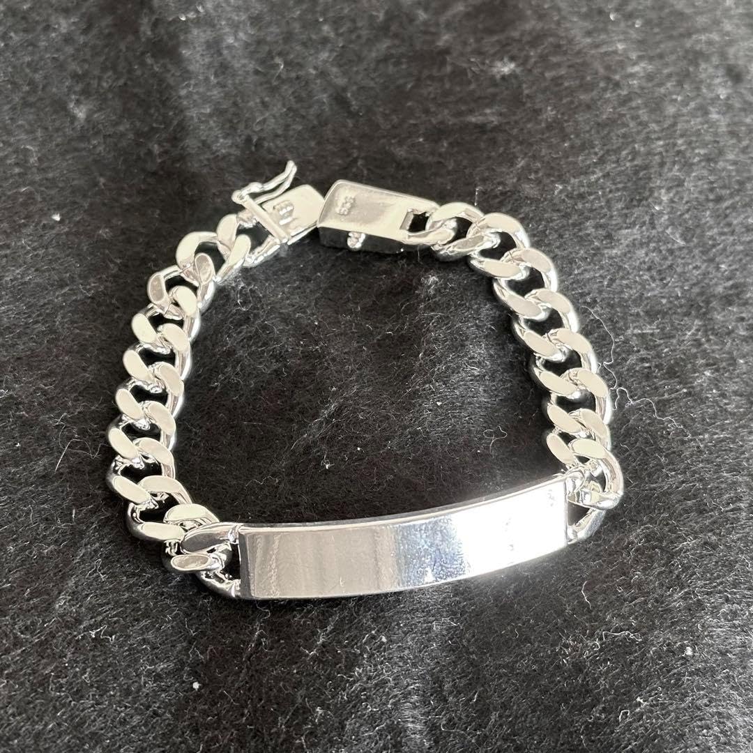 Amazon.co.jp: シルバー 925 ブレスレット IDプレート シンプル メンズ