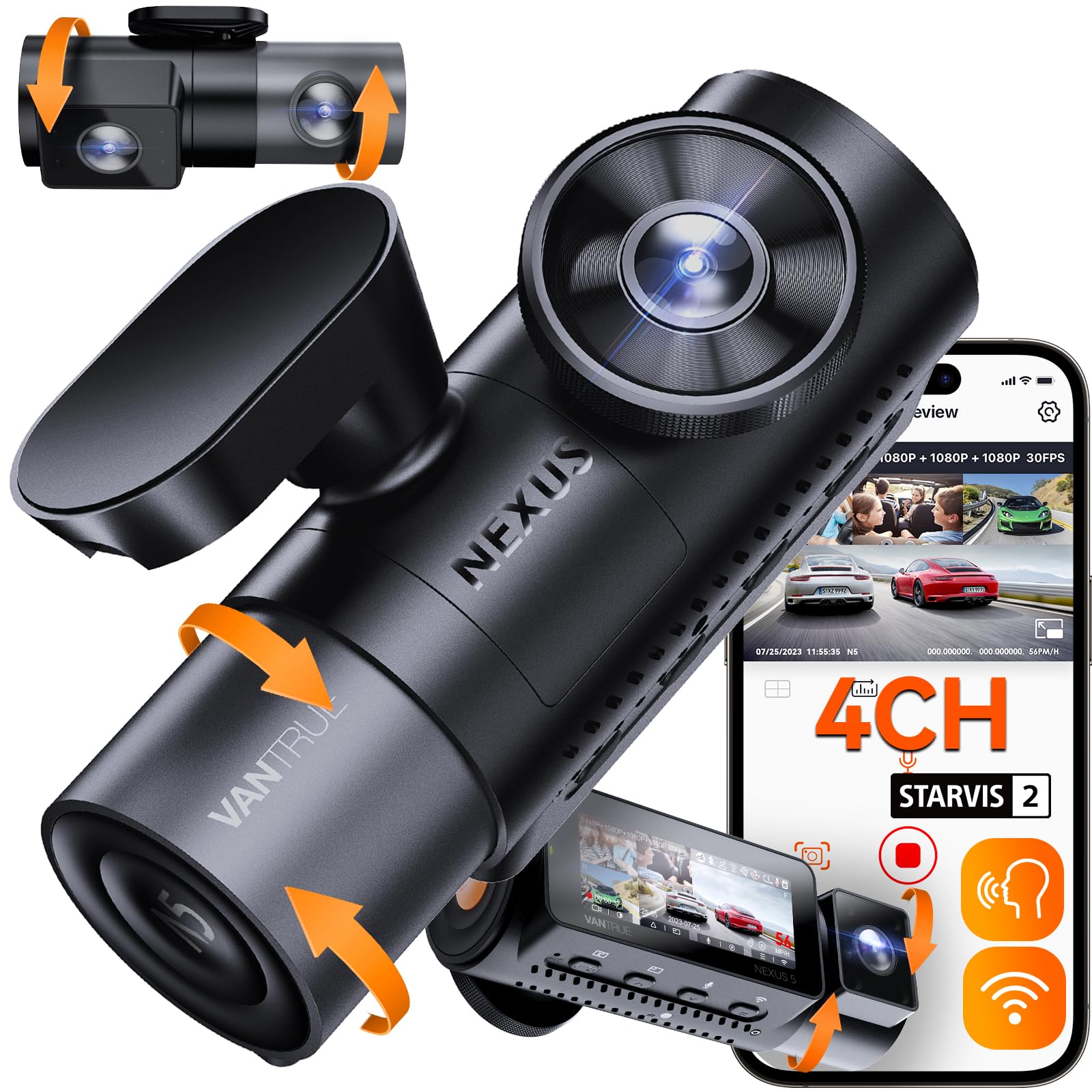 Amazon.com: Vantrue N5 4 Channel WiFi 360° All Sides Dash Cam