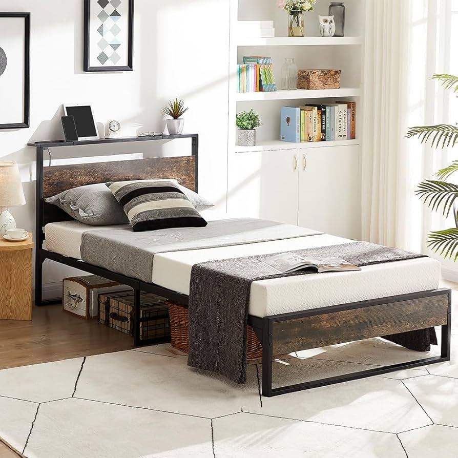 Amazon｜Beemyiベッドフレーム シングル ベッド 2口コンセント 1USB