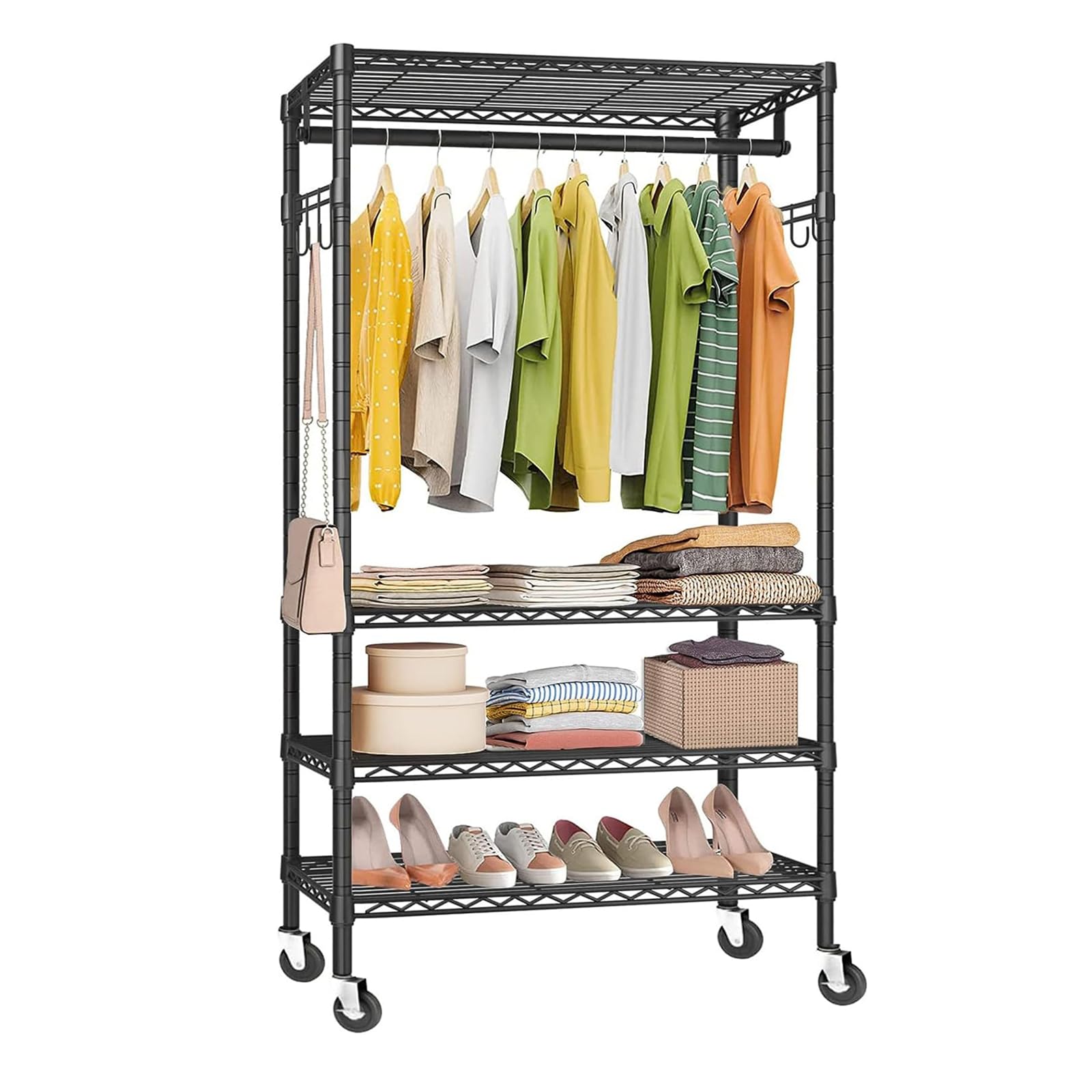 Amazon｜Fainyearn メタルラック ワードローブ ハンガーラック