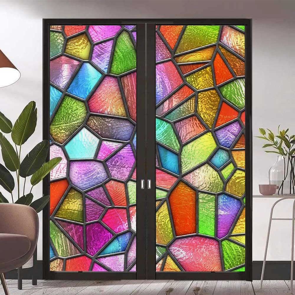Amazon｜ステンドグラス ウィンドウフィルム 自己粘着 カラフル