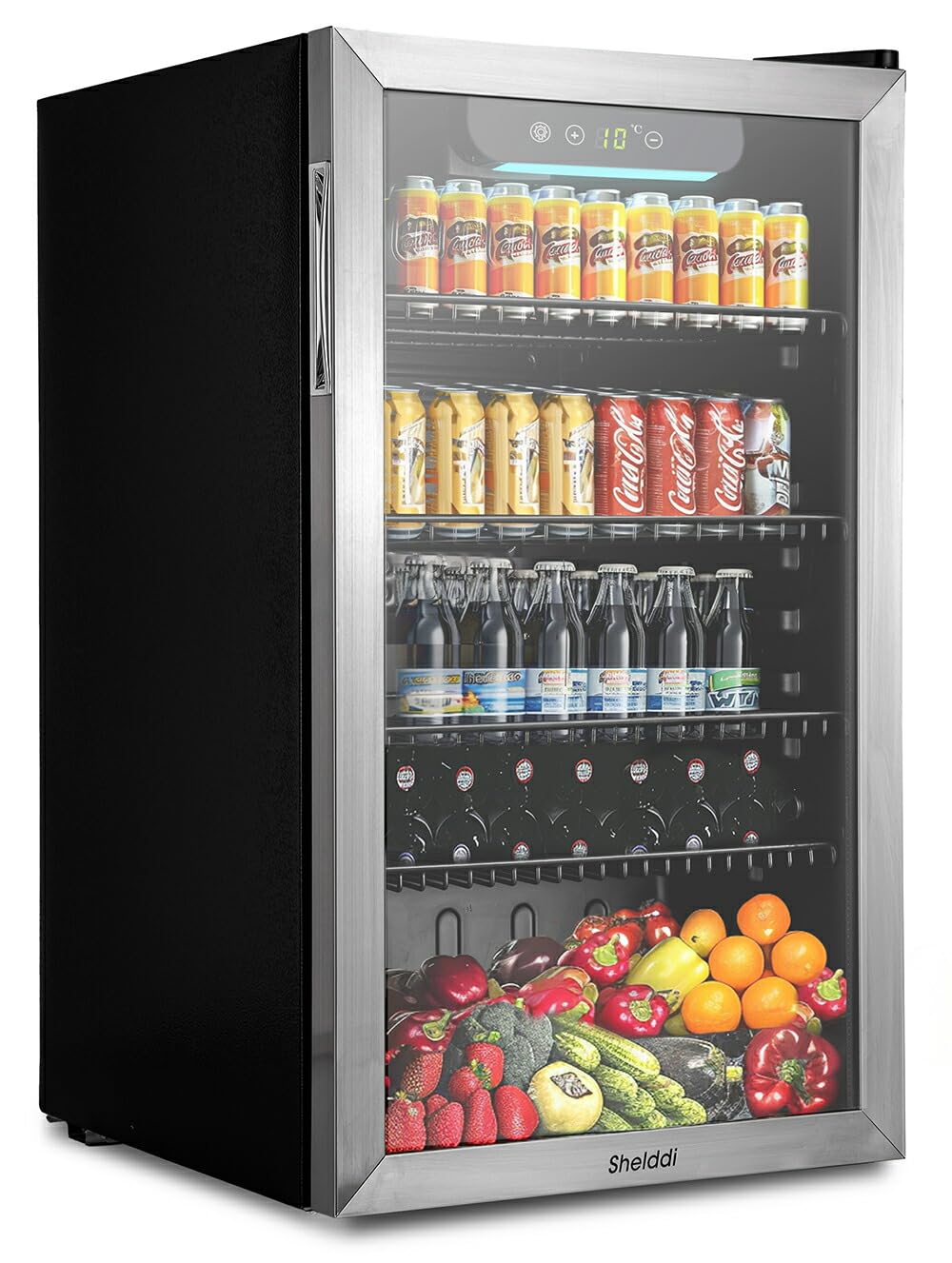 Amazon | Shelddi 冷蔵庫 93L コンプレッサー式 透明ガラスドア