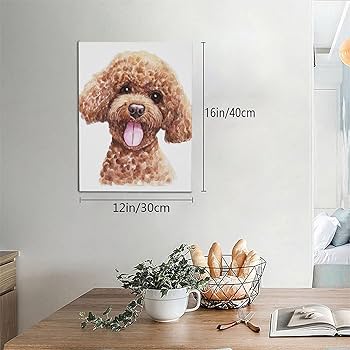 Amazon.co.jp: アートパネル ポスター 絵画 トイプードル 茶 絵