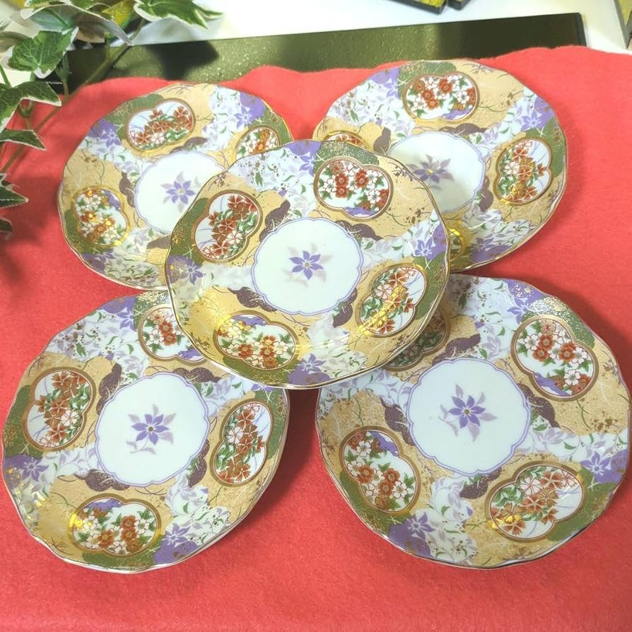 Amazon.co.jp: 有田焼 翔山窯 小皿 5枚セット 銘々皿 金彩花紋