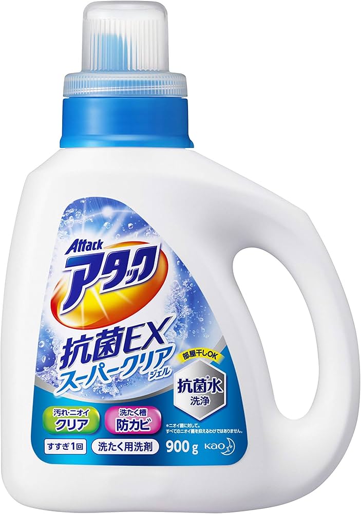 Amazon | アタック 洗濯洗剤 液体 抗菌スーパークリアジェル 本体 900g