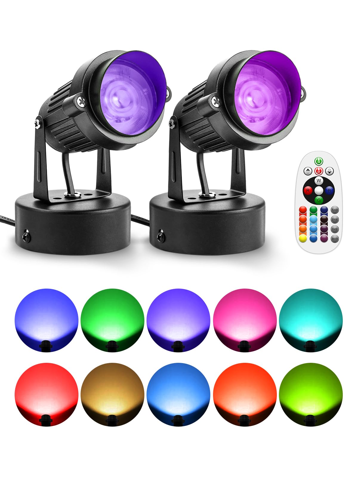ZUCKEO LED Spot Lights Indoor RGBW Up Lights with Remote, 120V 10W