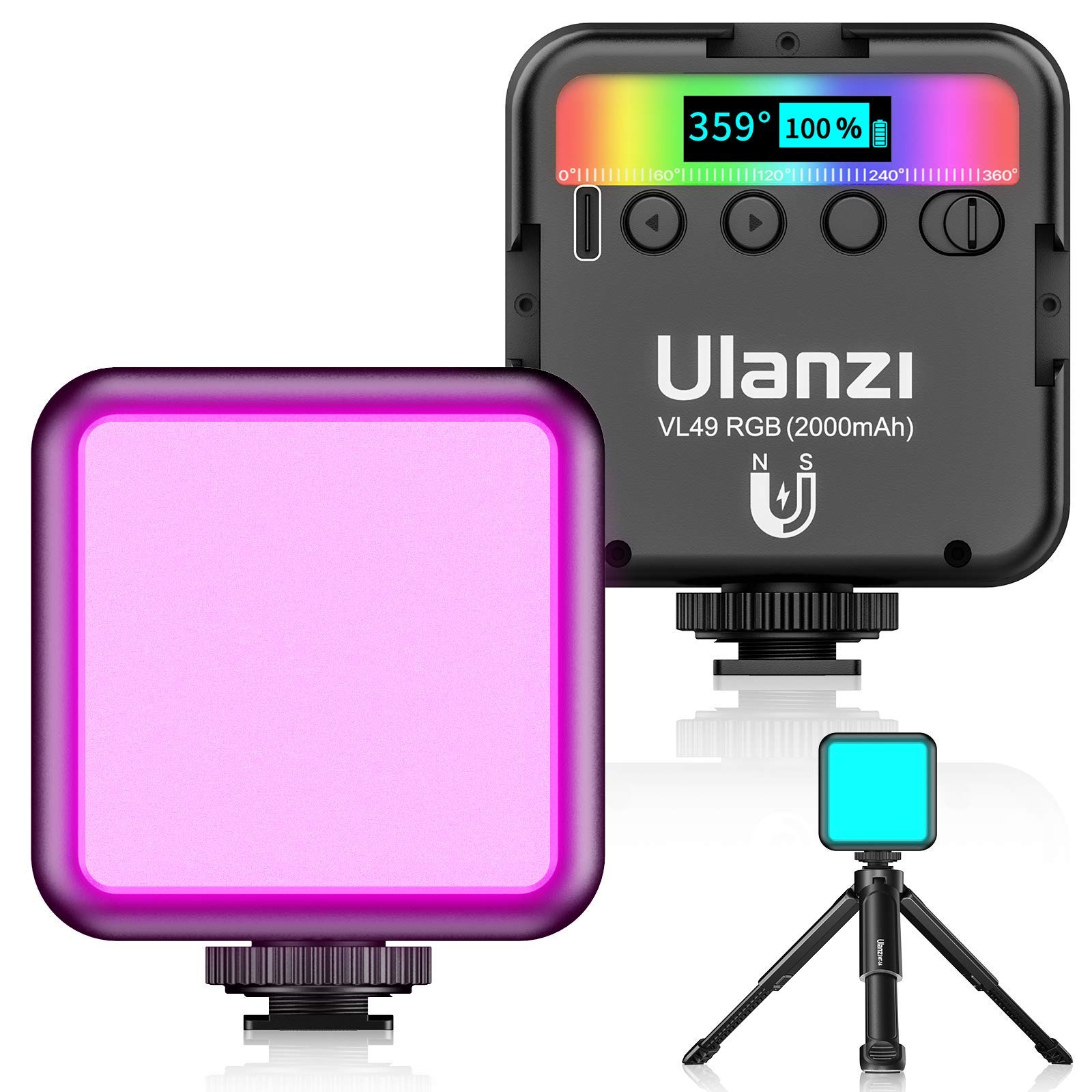 Amazon | 最新 Ulanzi VL49 RGB撮影ライト+三脚付き LEDビデオライト