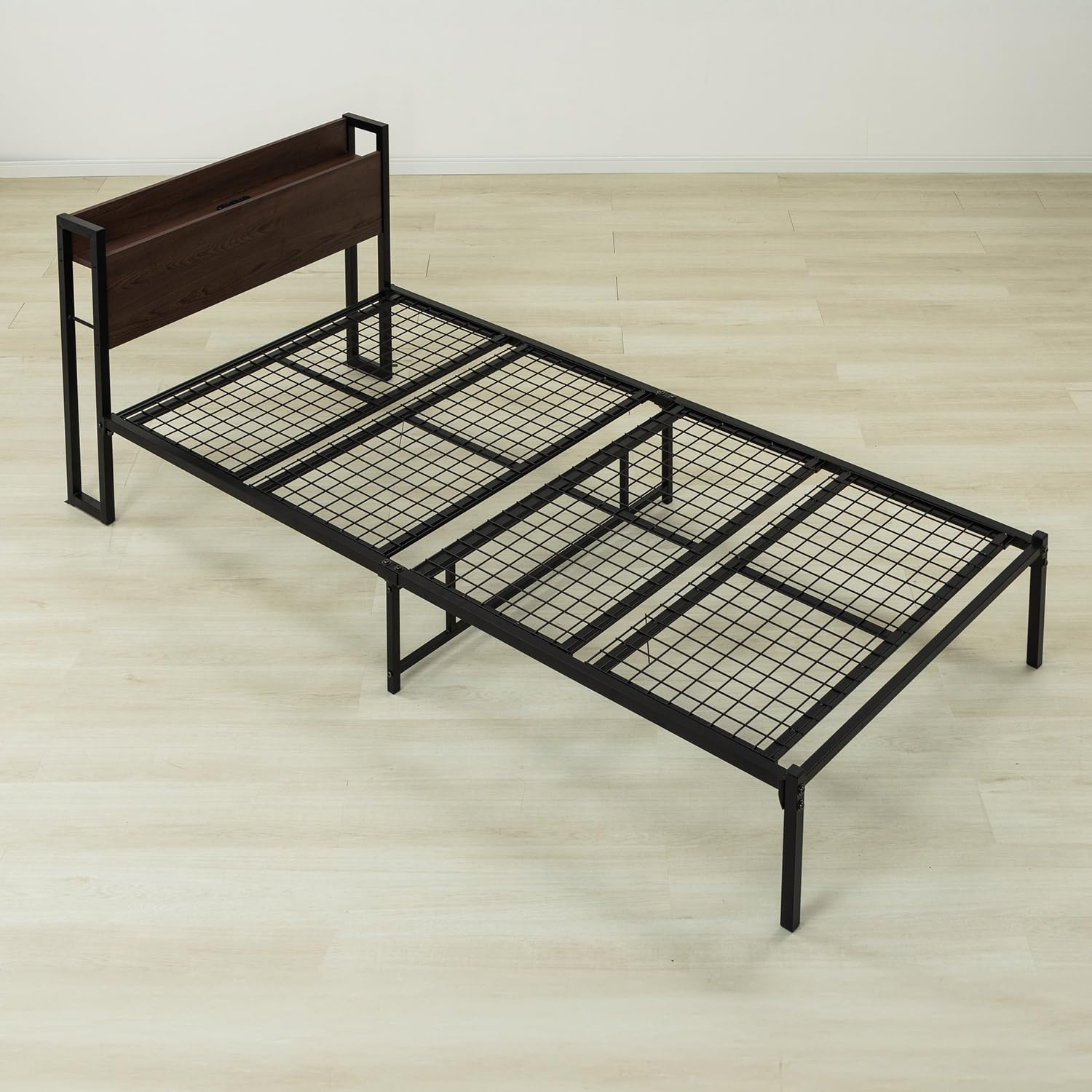 Amazon｜宮棚付きベッド スチールパイプベッド シンプルセミスシングル