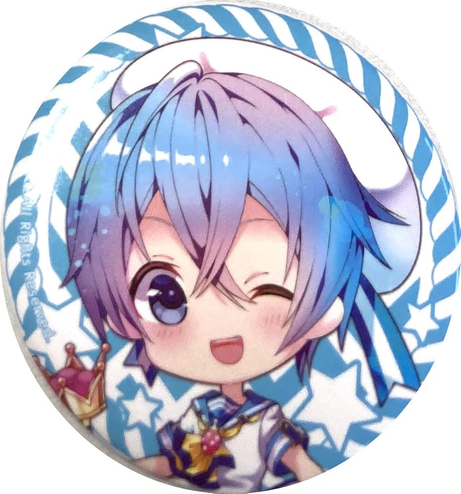 水色リボン付きバッグ 缶バッジ ころん 水色リボン付きバッグ 缶バッジ