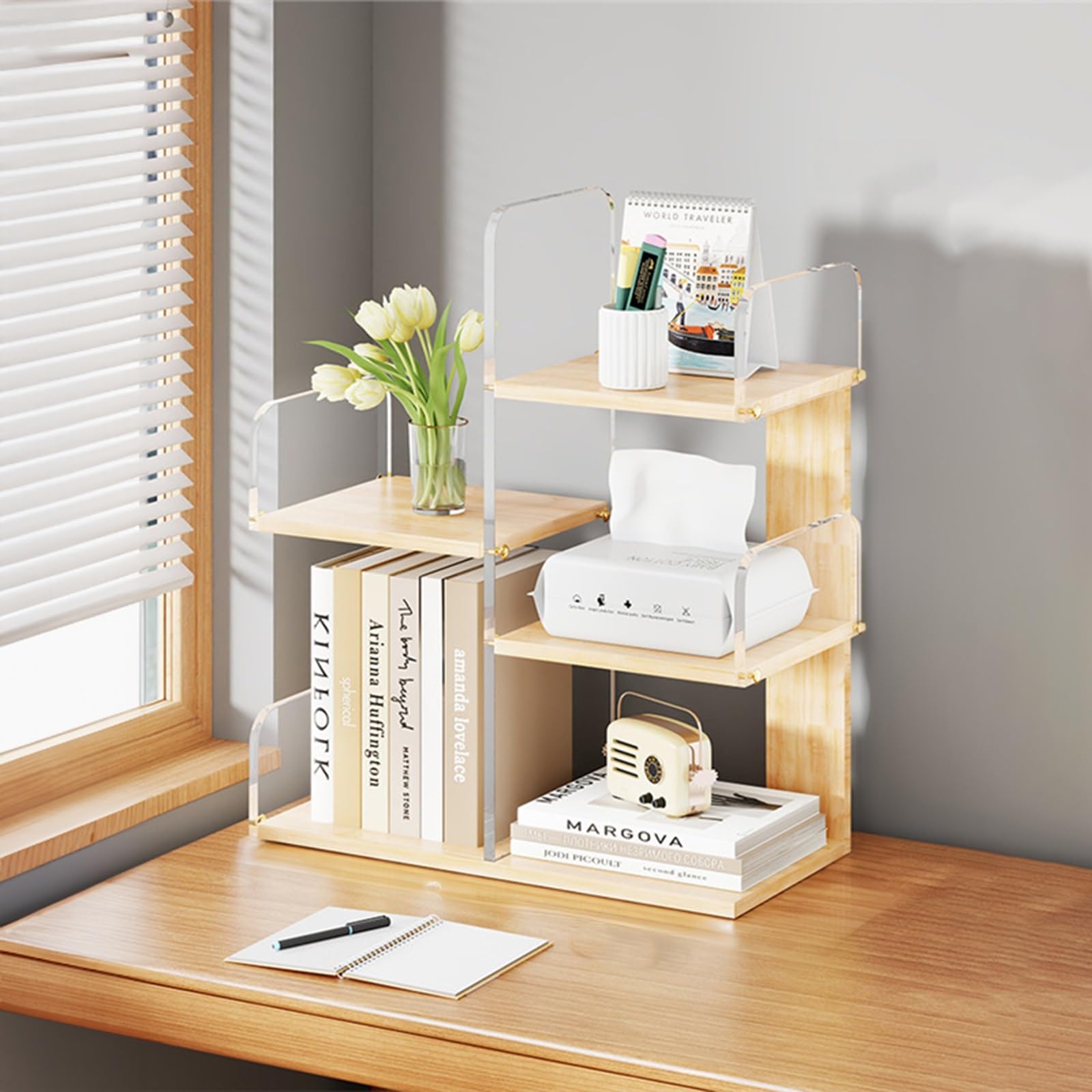Amazon.co.jp: YHPBDZW デスク上置き棚 アクリル本棚 卓上本棚
