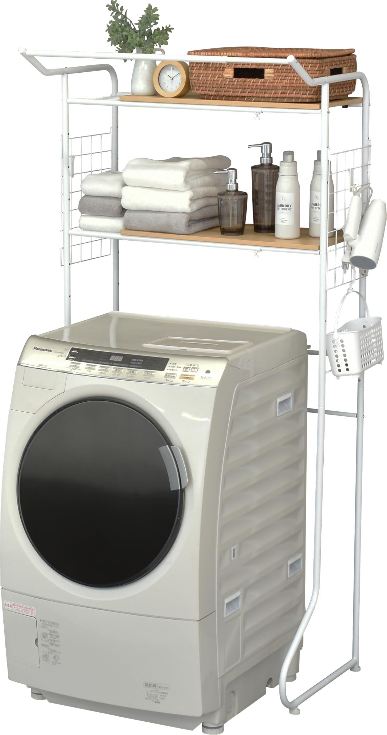 Amazon｜ekans(エカンズ) 棚付きランドリーラック 棚2段 (ホワイト
