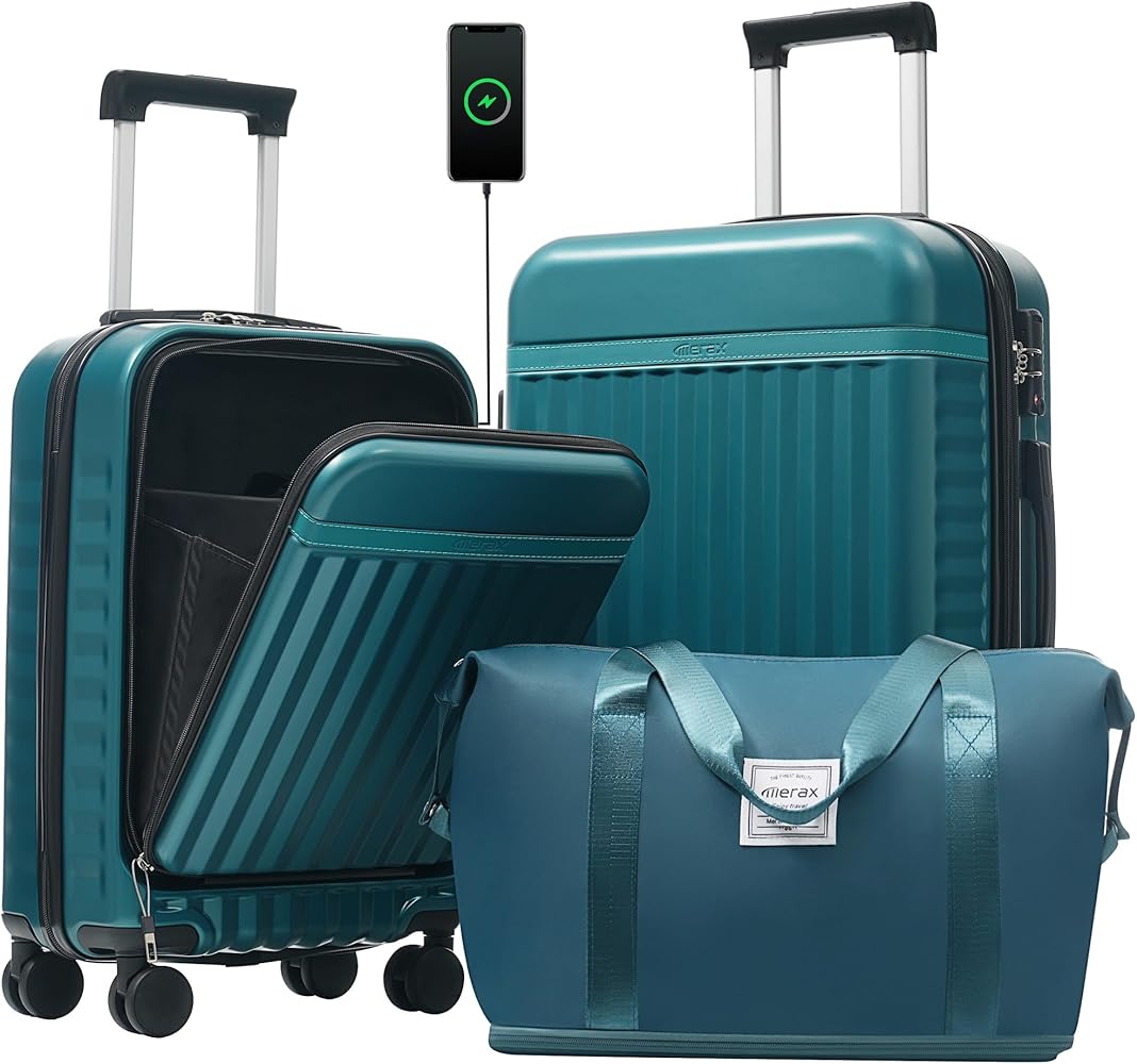Amazon.com | Merax Luggage Sets Front Opening, 2 Piece Hardshell