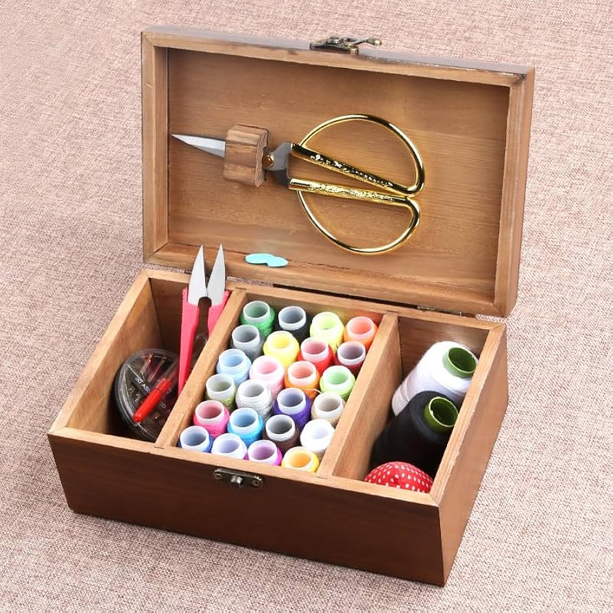 Amazon | TAKEY 木製 ソーイングボックス 裁縫箱 裁縫道具箱