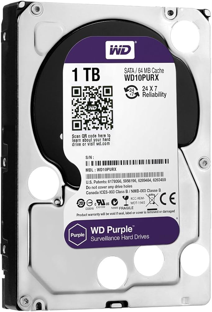 Amazon.com: WD Purple 1TB Surveillance Hard Disk Drive - 5400 RPM