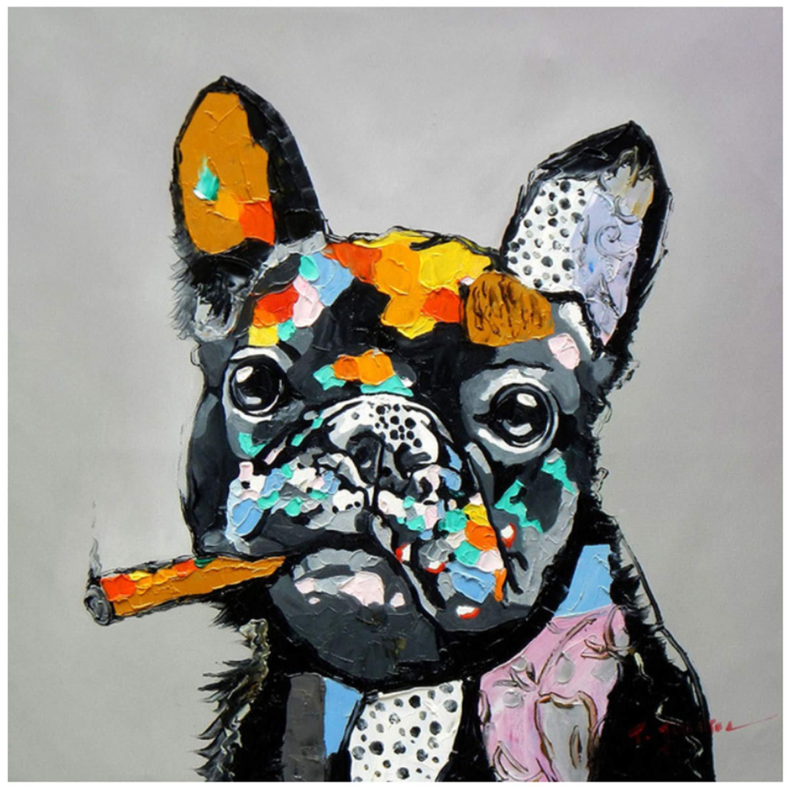 Amazon.co.jp: 動物グラフィティアート犬牛キャンバスプリント絵画