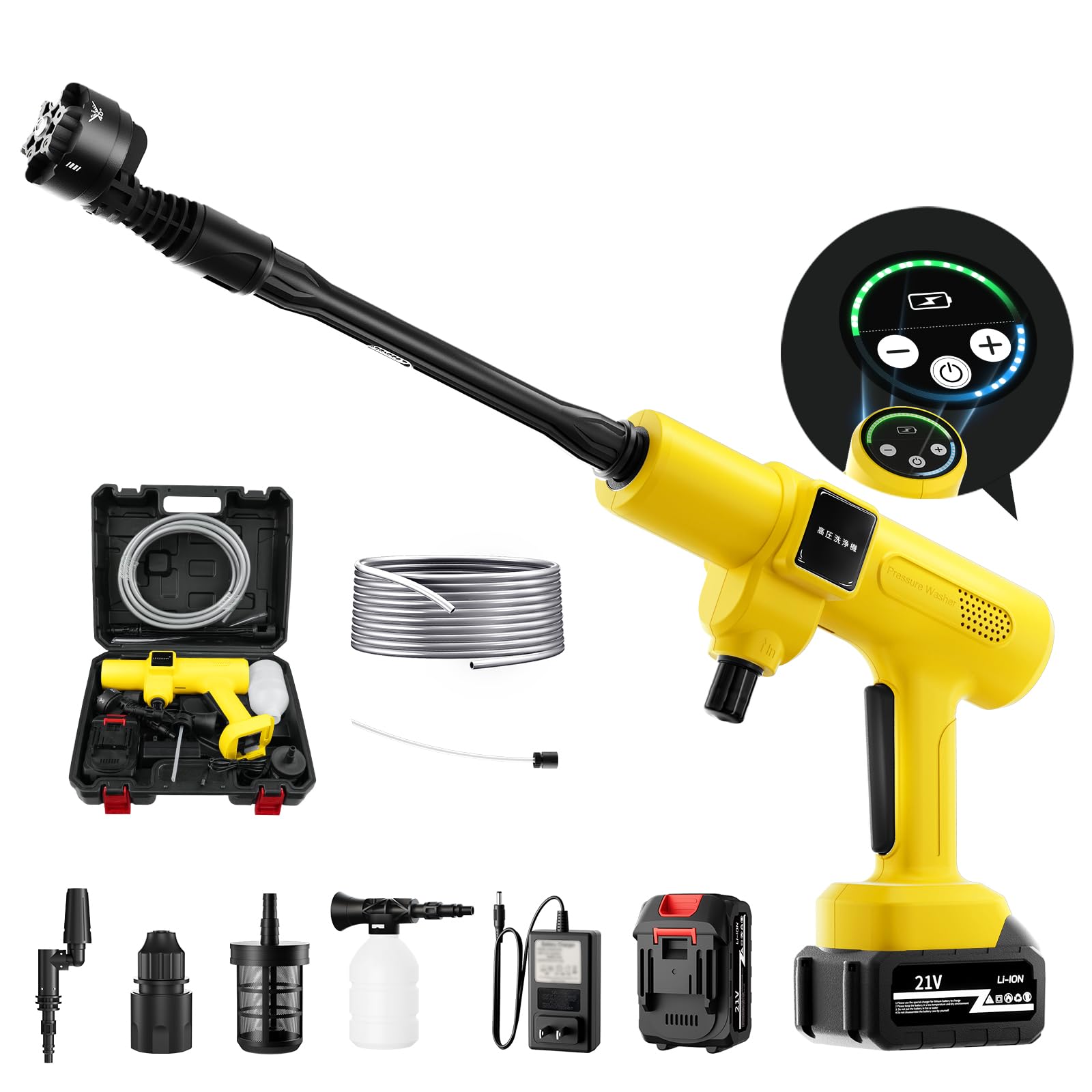 Amazon | 【2024新登場】高圧洗浄機 充電式 20000mAh バッテリー 残量