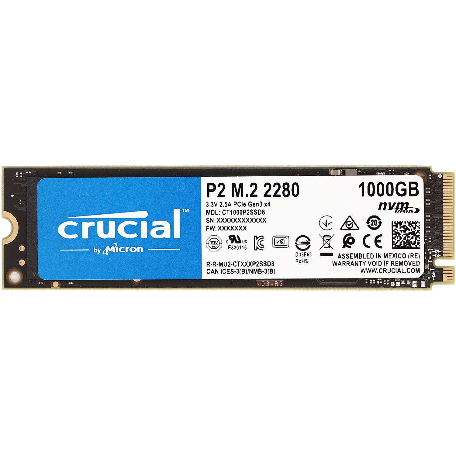 Amazon.com: Crucial Crucial P2 Series, 1TB (1000GB) 3D NAND NVMe