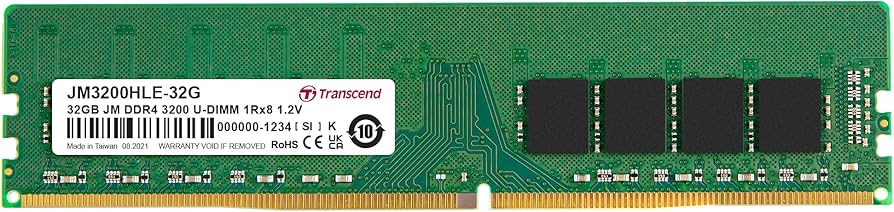 Transcend 32GB DDR4 RAM, 3200MHz (or 2666MHz or 2400MHz) Desktop