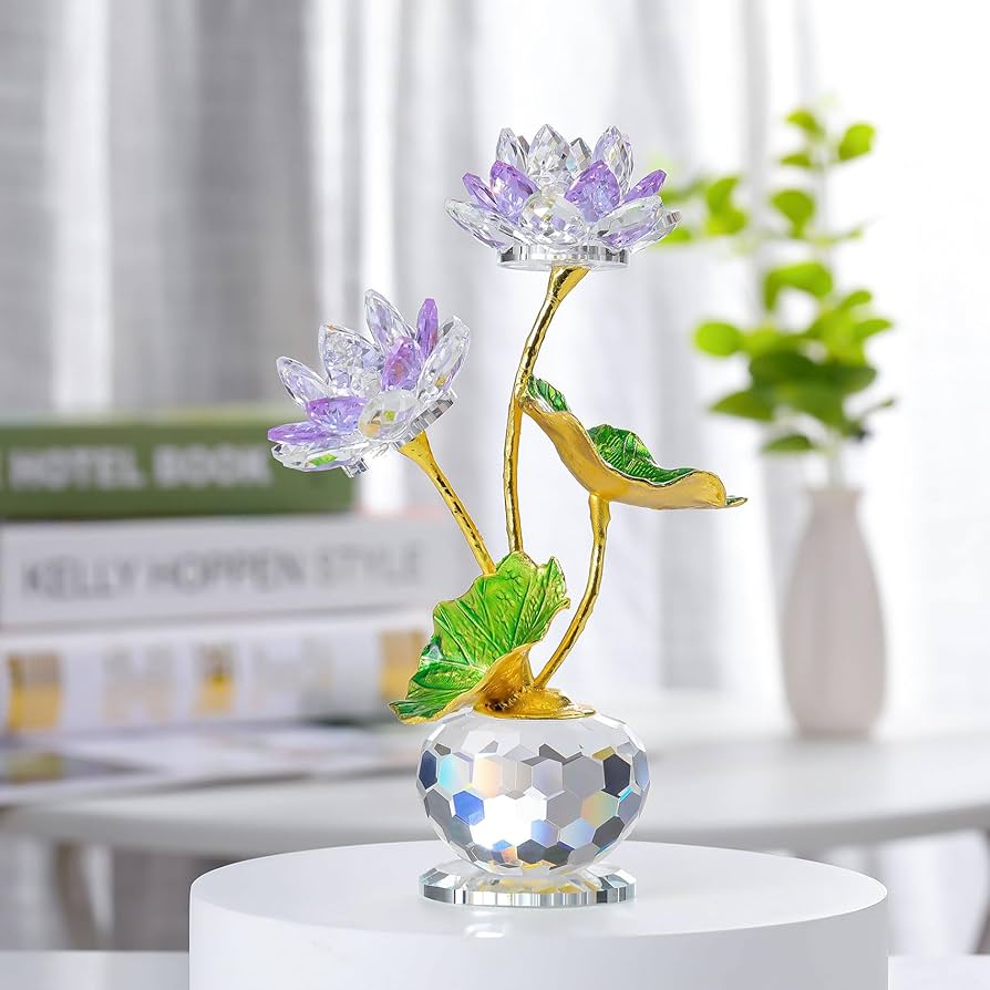 夏氏瑠璃 中国ガラス工芸 ティーポット置物 蓮の花装飾 夏氏瑠璃 中国