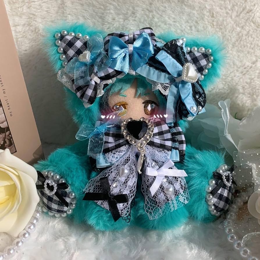 莉子】10cm おすわり ぬい服 中華風クマ パープルブラック #45 10cm