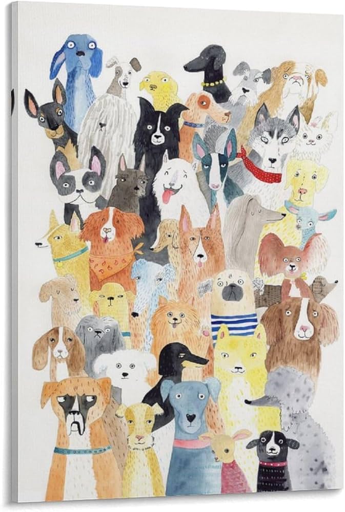 Amazon.co.jp: 北欧の犬のキャンバス装飾の抽象絵画 アートポスター