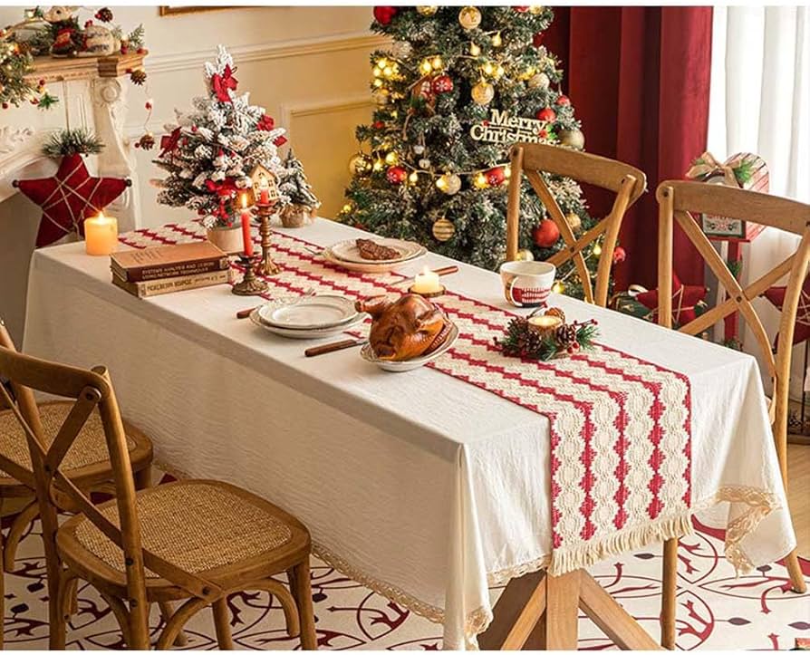 Amazon｜クリスマス テーブルランナー 赤 センタークロス おもてなし