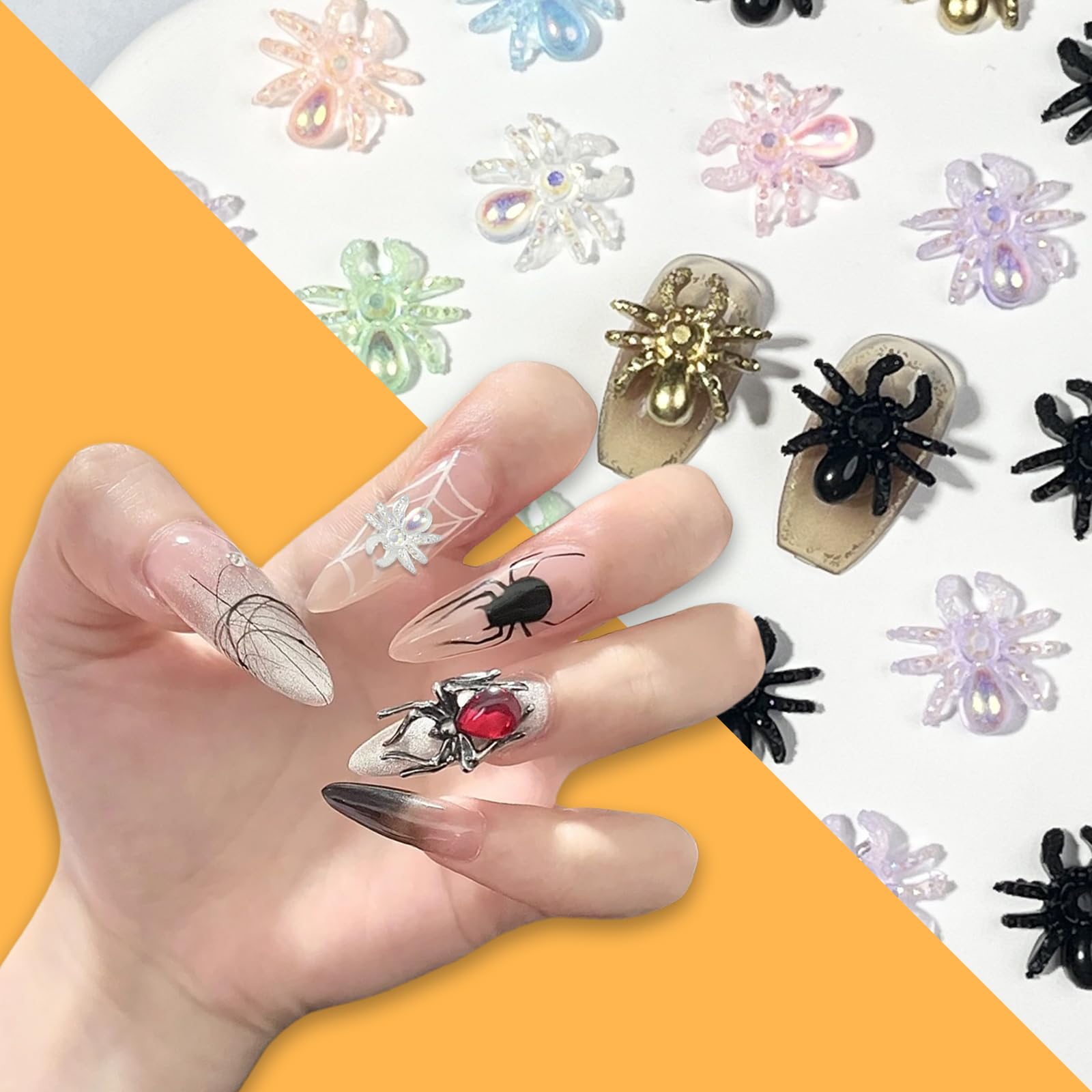 Amazon | ネイルパーツ ハロウィン 100個セット 3D 立体 クモ