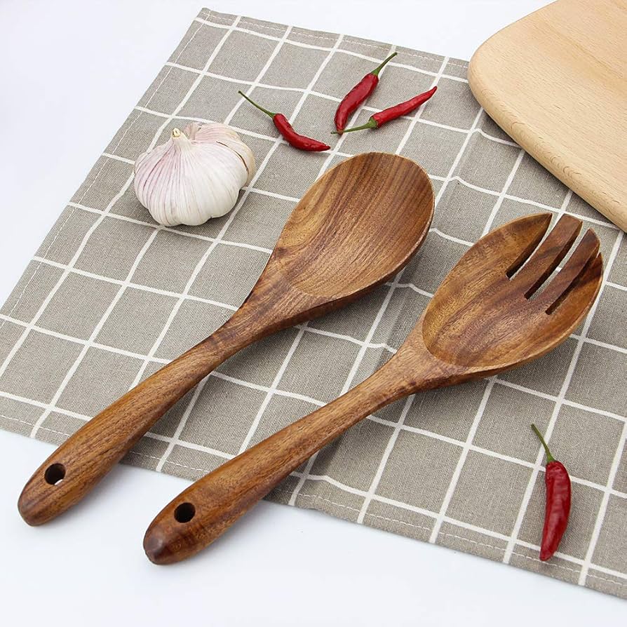 Amazon.co.jp: YFWOOD サラダサーバー スプーン フォーク 2本セット