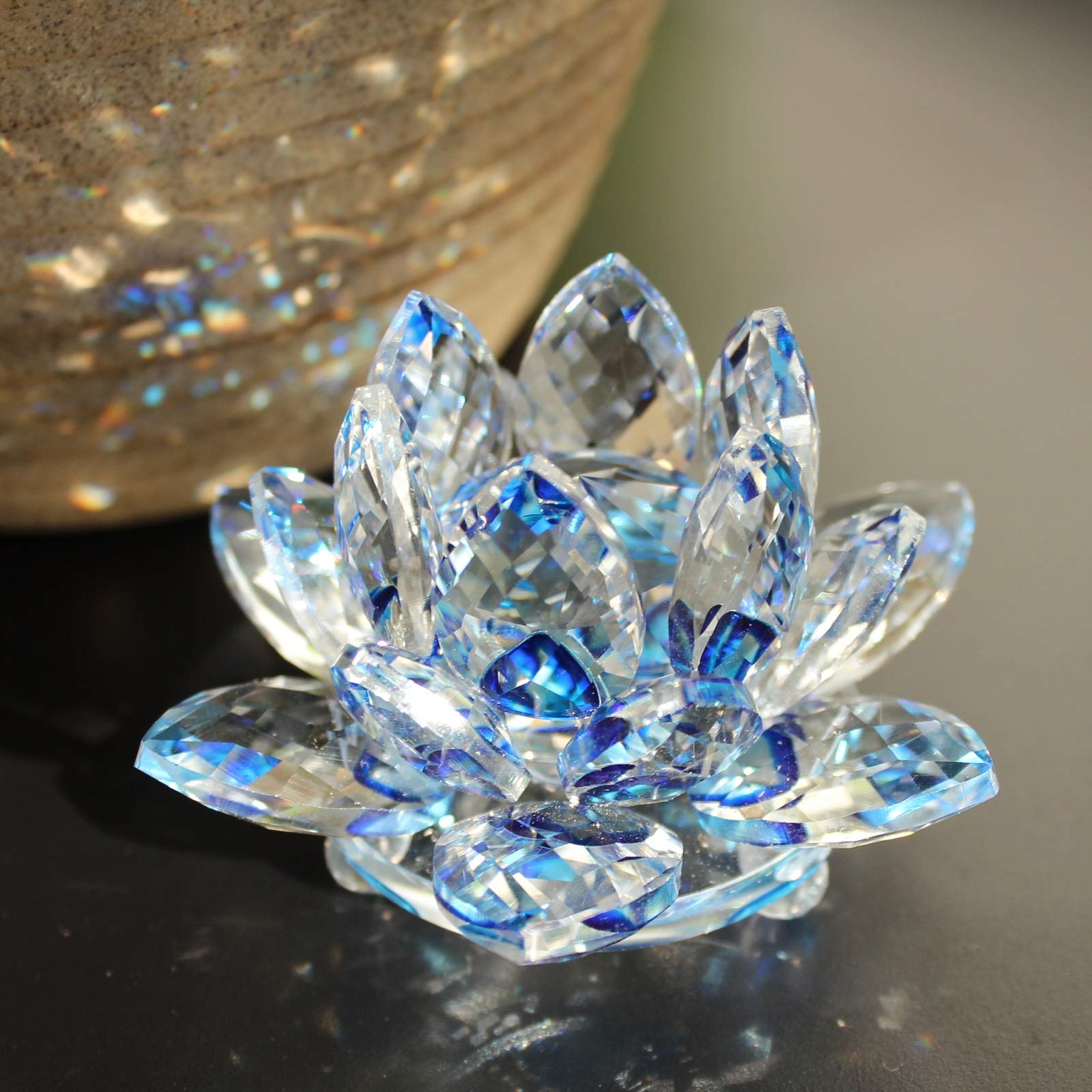 Amazon.co.jp: 開運クリスタルガラス 蓮の花 書道 文鎮 サン