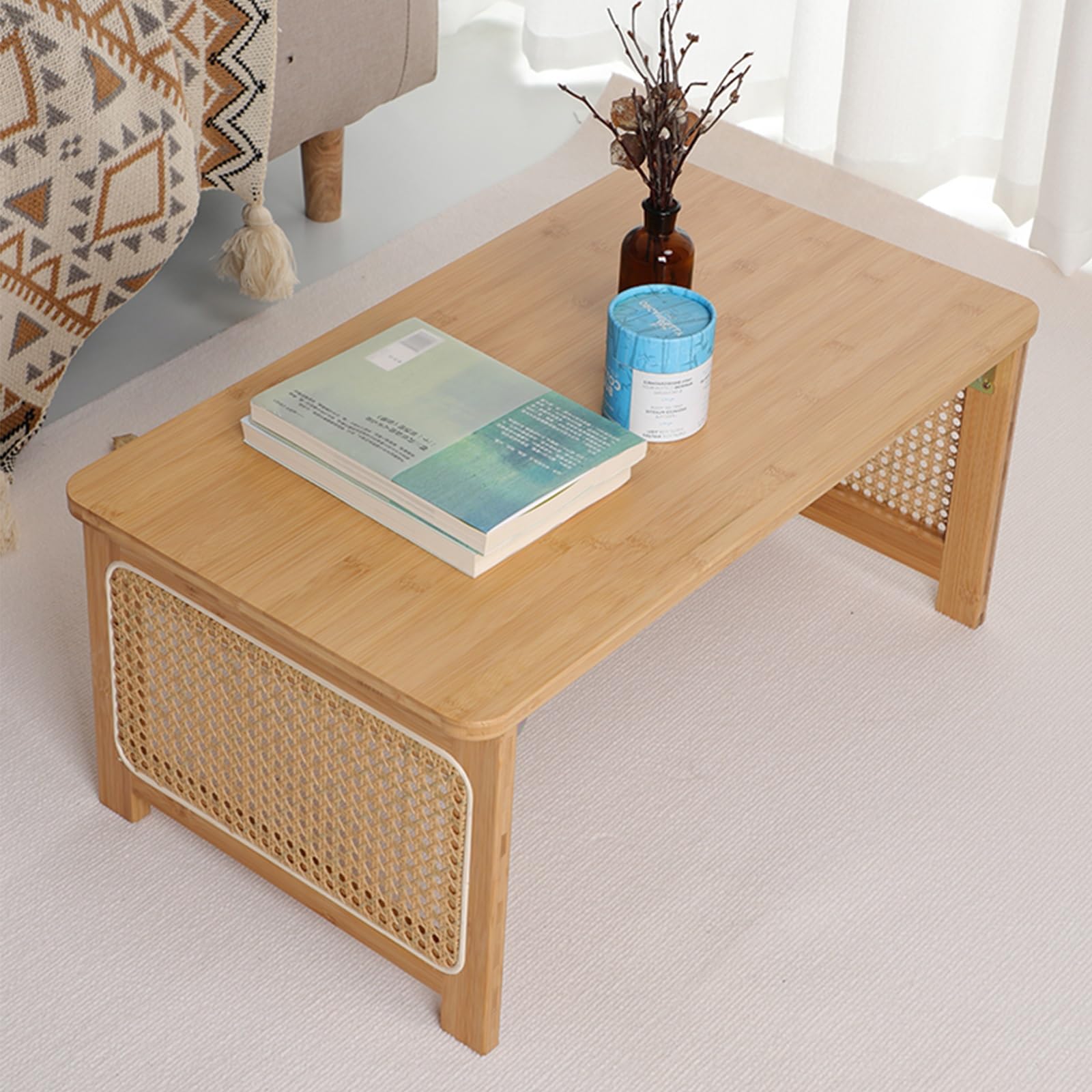 Amazon｜折りたたみテーブル ローテーブル ラタン 籐 畳テーブル 和風