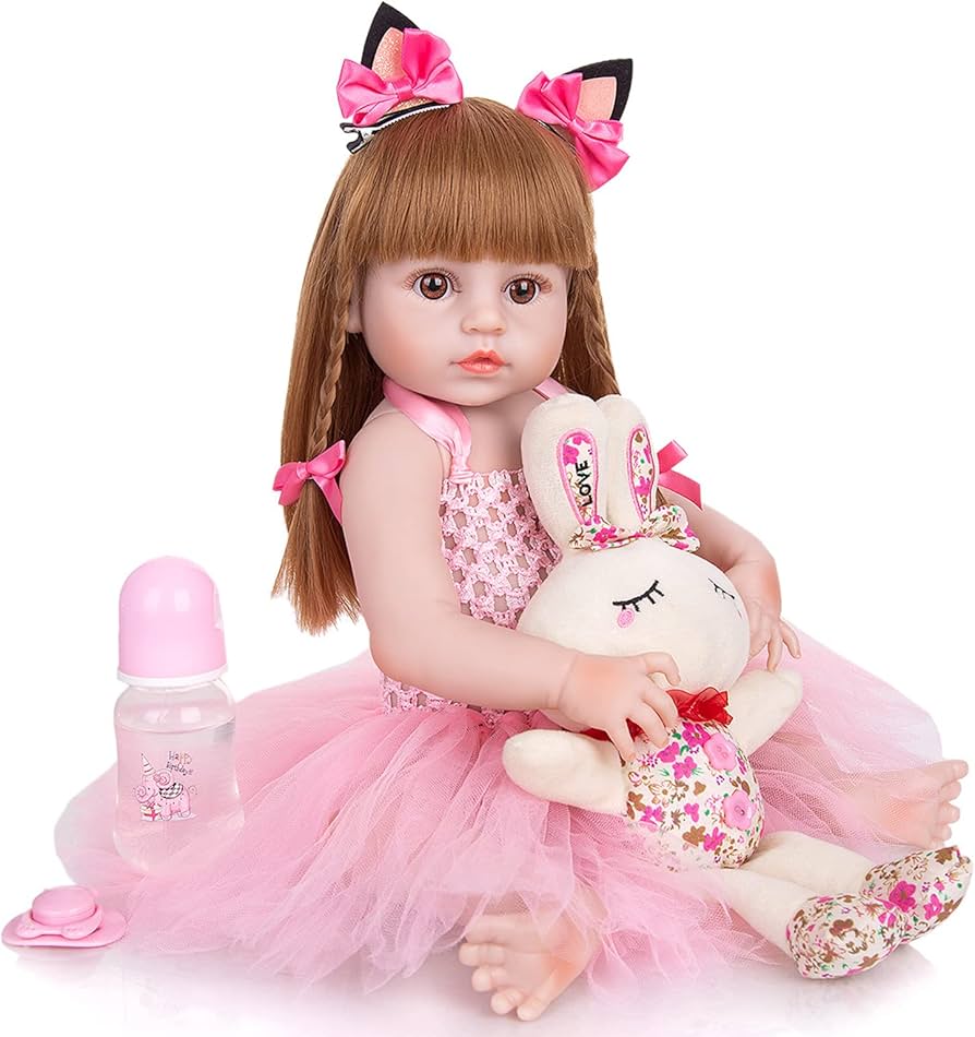 Amazon.co.jp: 48CMリボーンドール可愛いお姫様ピンクのドレスで女の子