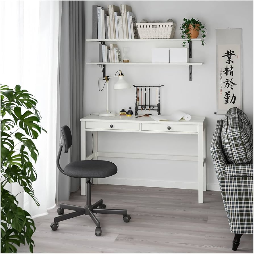 Amazon | IKEA Hemnes Desk 引き出し2つ付き ホワイトステイン サイズ