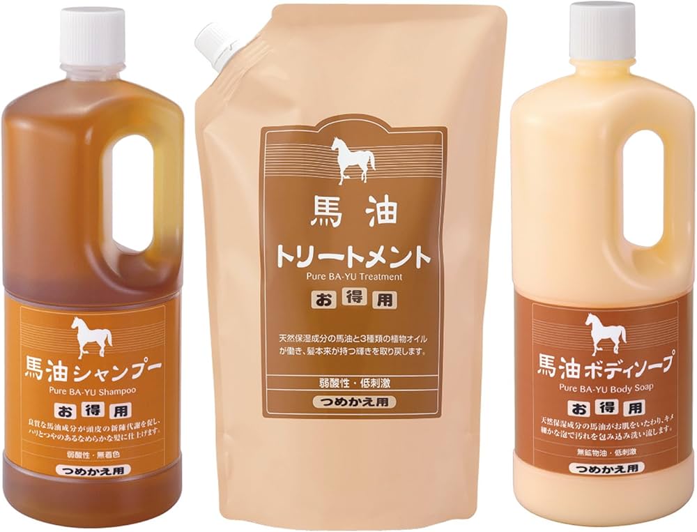Amazon | アズマ商事の 馬油シャンプー トリートメント ボディソープ