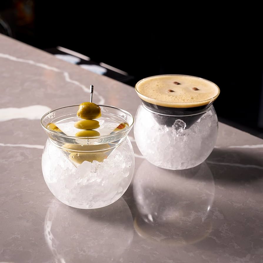 Amazon.com | LEMONSODA Stemless Martini Glasses with Chiller - Set