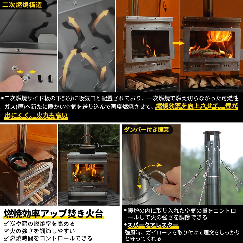 Amazon.co.jp: Soomloom二次燃焼ポータブル暖炉 VistaV・ヒーター