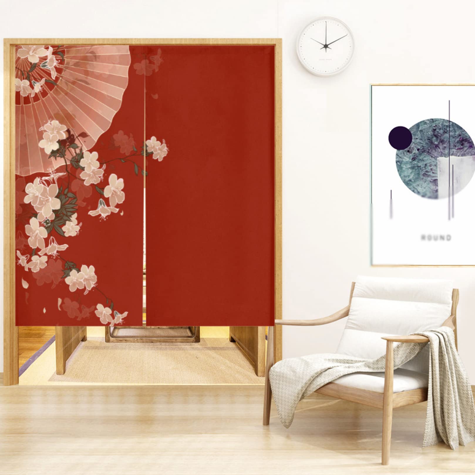 Amazon｜間仕切りカーテン 和風 カーテン 藤の花 のれん ロング ロング