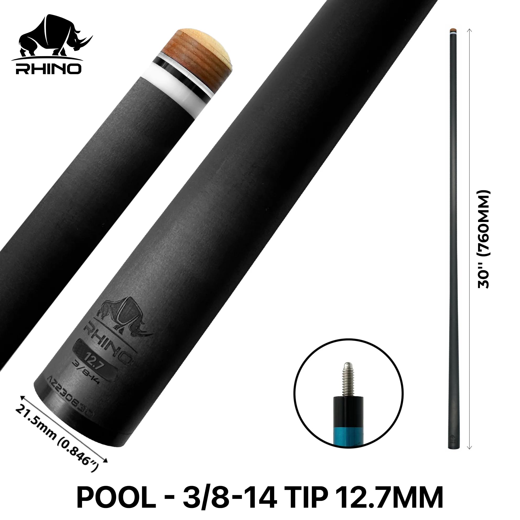 Amazon.co.jp: RHINO - 76.2 cm / 3/8-14 カーボン プールキュー