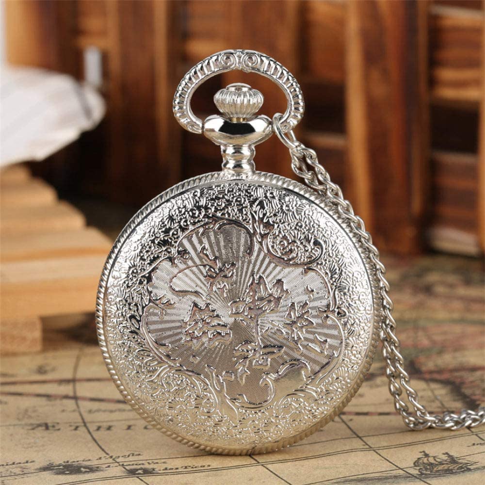 Amazon.co.jp: 懐中時計チェーン付き懐中時計シルバーホローフラワー