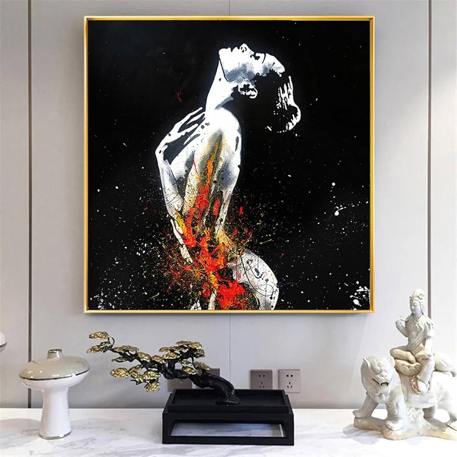 Amazon.co.jp: ウォールアートポスター抽象少女ボディアートキャンバス