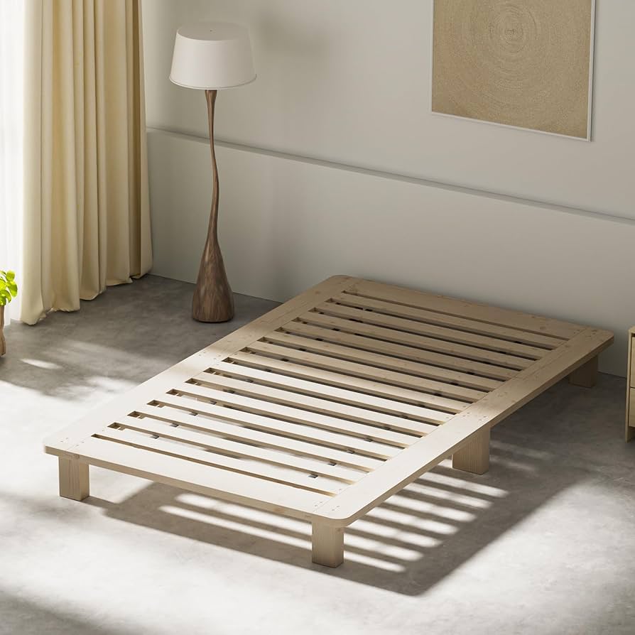 Amazon｜すのこベッド ベッドフレーム セミダブル 幅123cm 無塗装 天然